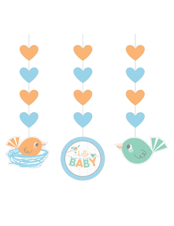 3 сини хартиени мобилни телефона Hello Baby 91 cm за бебешко парти