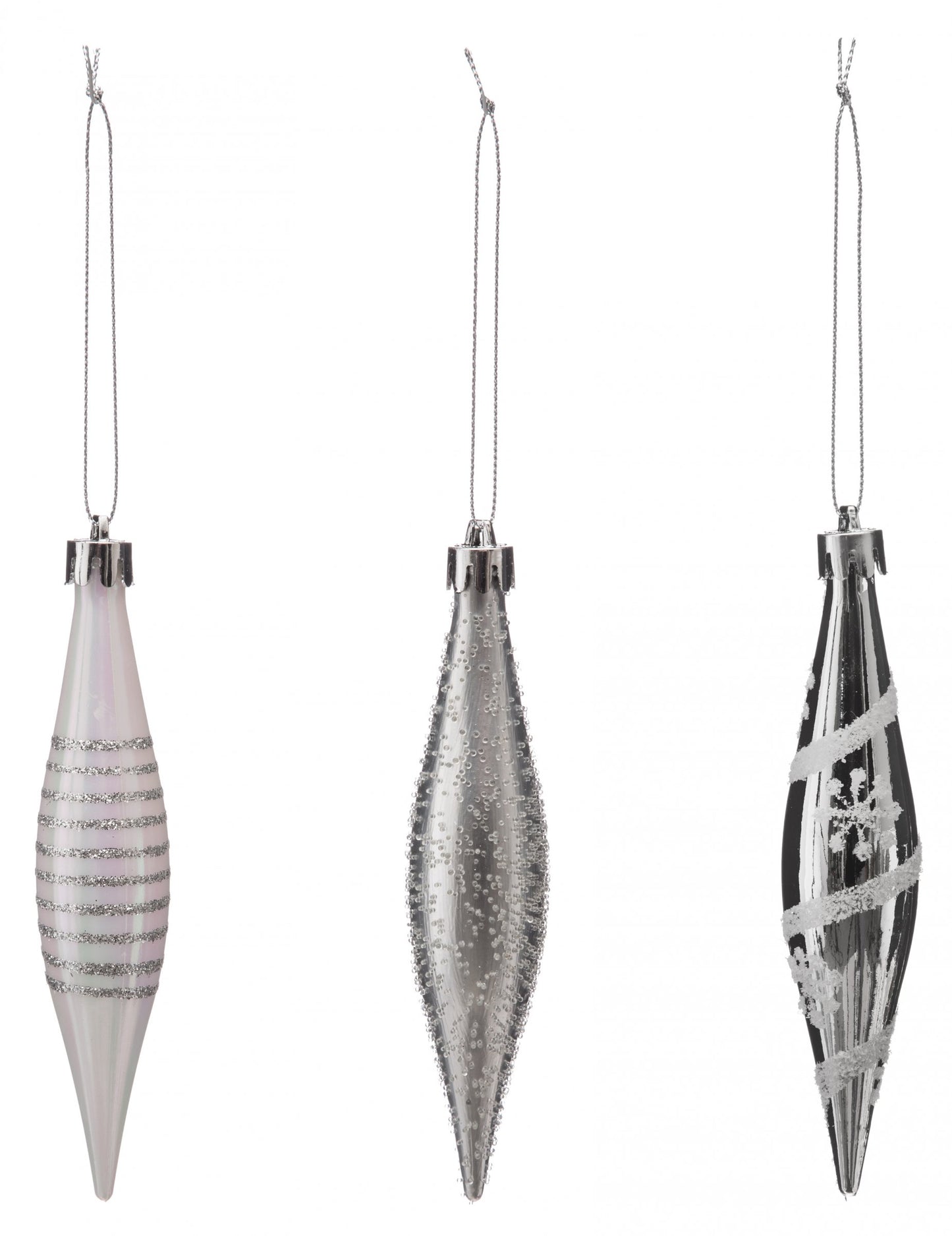 3 сребърни висящи украси във форма на ледени кубчета 15 cm 
