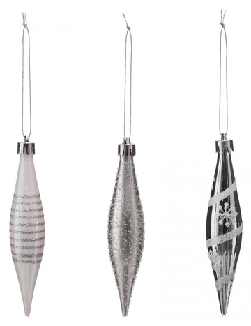 3 сребърни висящи украси във форма на ледени кубчета 15 cm 