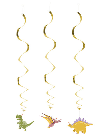 3 висящи лампи Dino Party спирала 85 cm златист