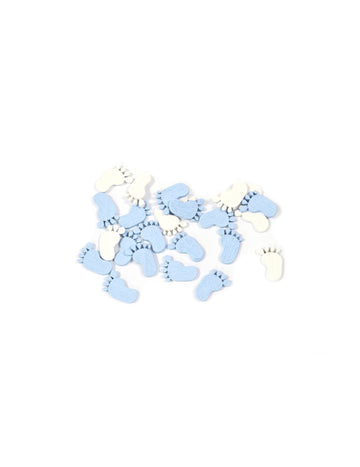 32 синьо-бели конфети за бебешки крачета 10 г за бебешко парти