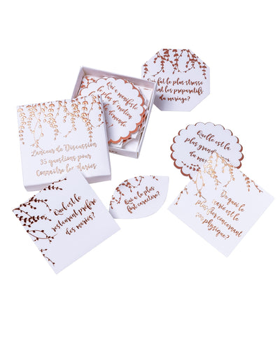 35 cartes lanceur de discussion végétal pour animation mariage rose gold
