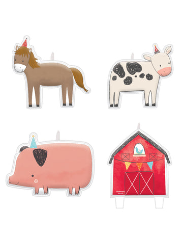 4 свещи за рожден ден с фигурки на ферма и животни