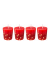 Lot de 4 bougies avec étoiles dorées pour fête rouges en cire pailletée