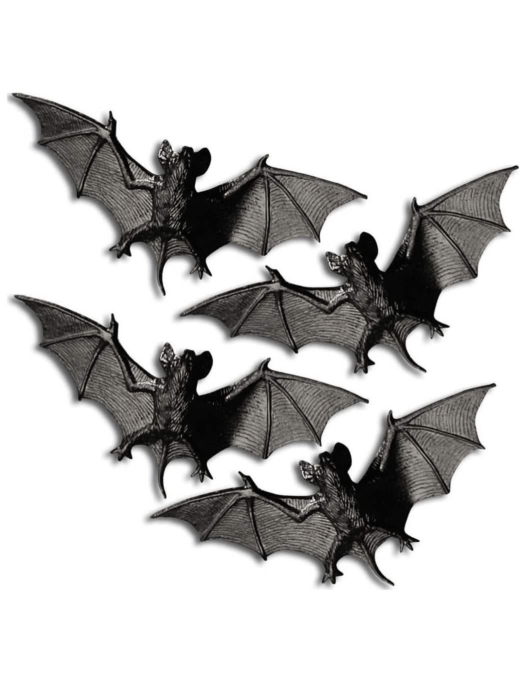 Lot de 4 chauves-souris Halloween pour décoration noires