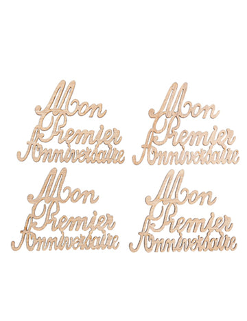 4 дървени конфети, „Моят първи рожден ден“, 6,5 x 5 cm украса за маса