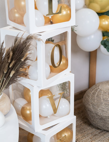 4 кубчета с бели прозрачни балони 30 cm