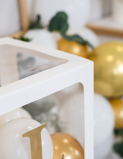 4 кубчета с бели прозрачни балони 30 cm