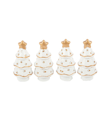 4 коледни украси за елха от бяла и златиста смола, 3 x 3 cm маса