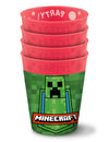 4 Gobelets réutilisables Minecraft pour enfant vert et rouge avec motif Creeper