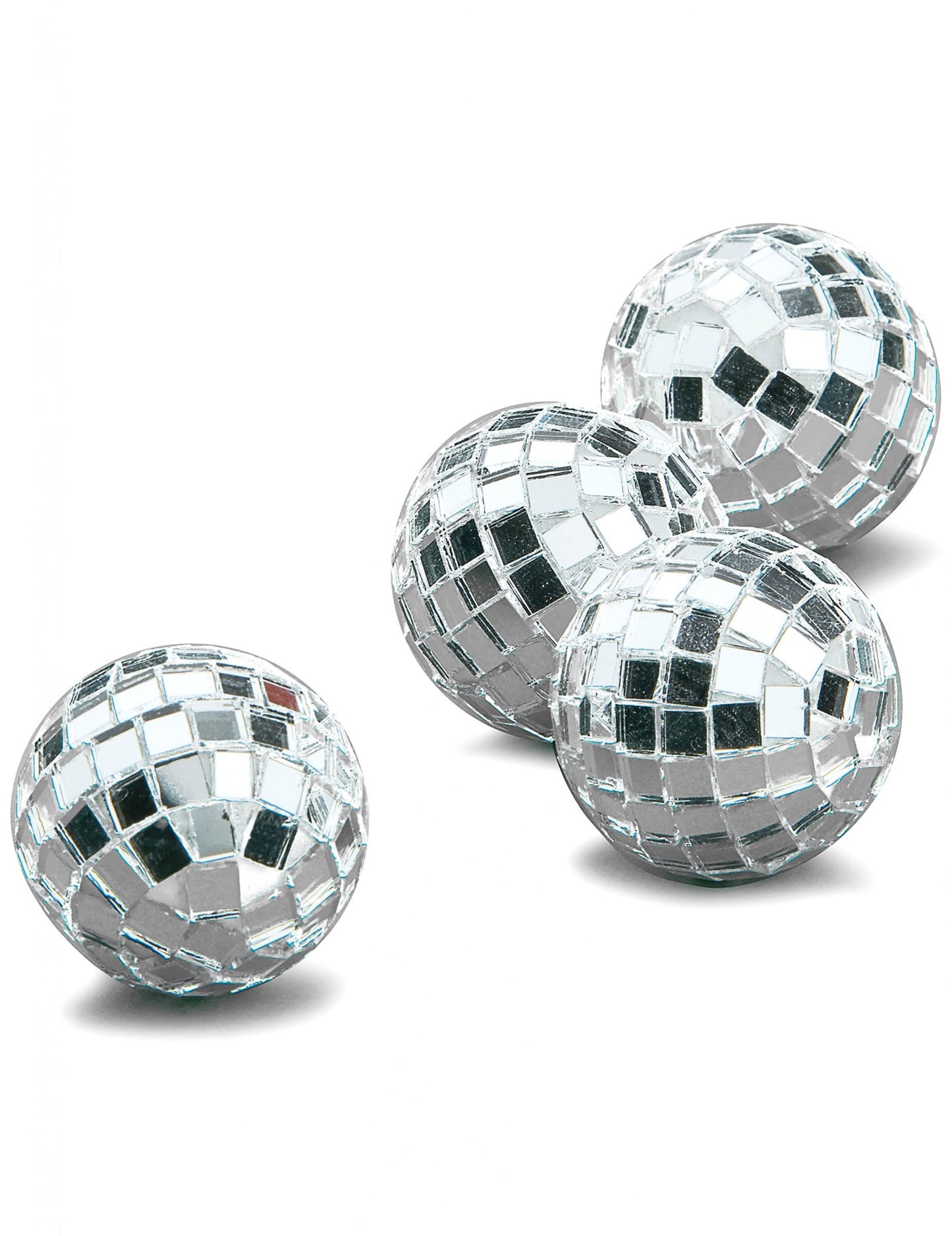 Mini boules à facettes disco pour décoration argentées lot de 4