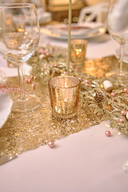 4 розово-златисти стъклени свещника 6 cm за свещи 