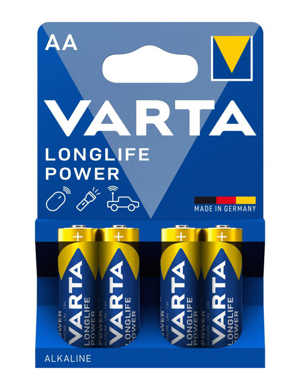 4 Piles LONGLIFE POWER LR06 AA bleues et jaunes