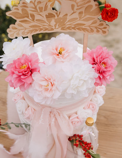 4 розови платнени божура, 9x9 см