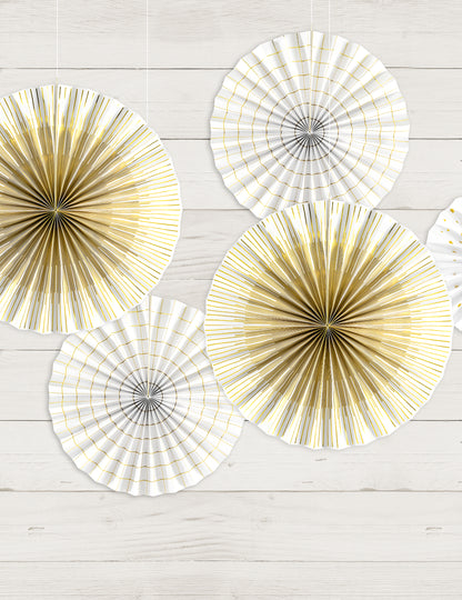 4 декоративни и златисти хартиени розетки 23, 32, 40 cm