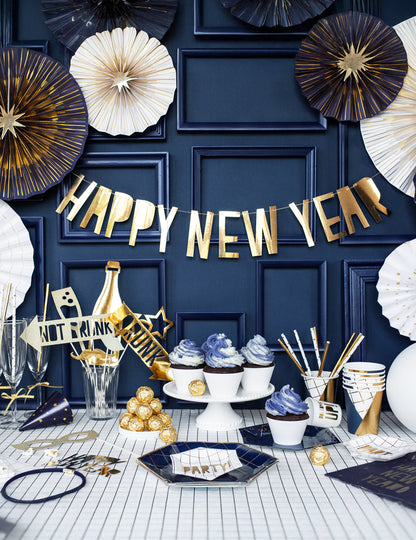 4 декоративни и златисти хартиени розетки 23, 32, 40 cm