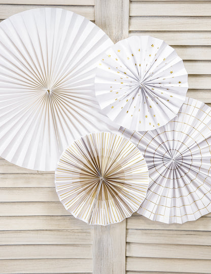 4 декоративни и златисти хартиени розетки 23, 32, 40 cm