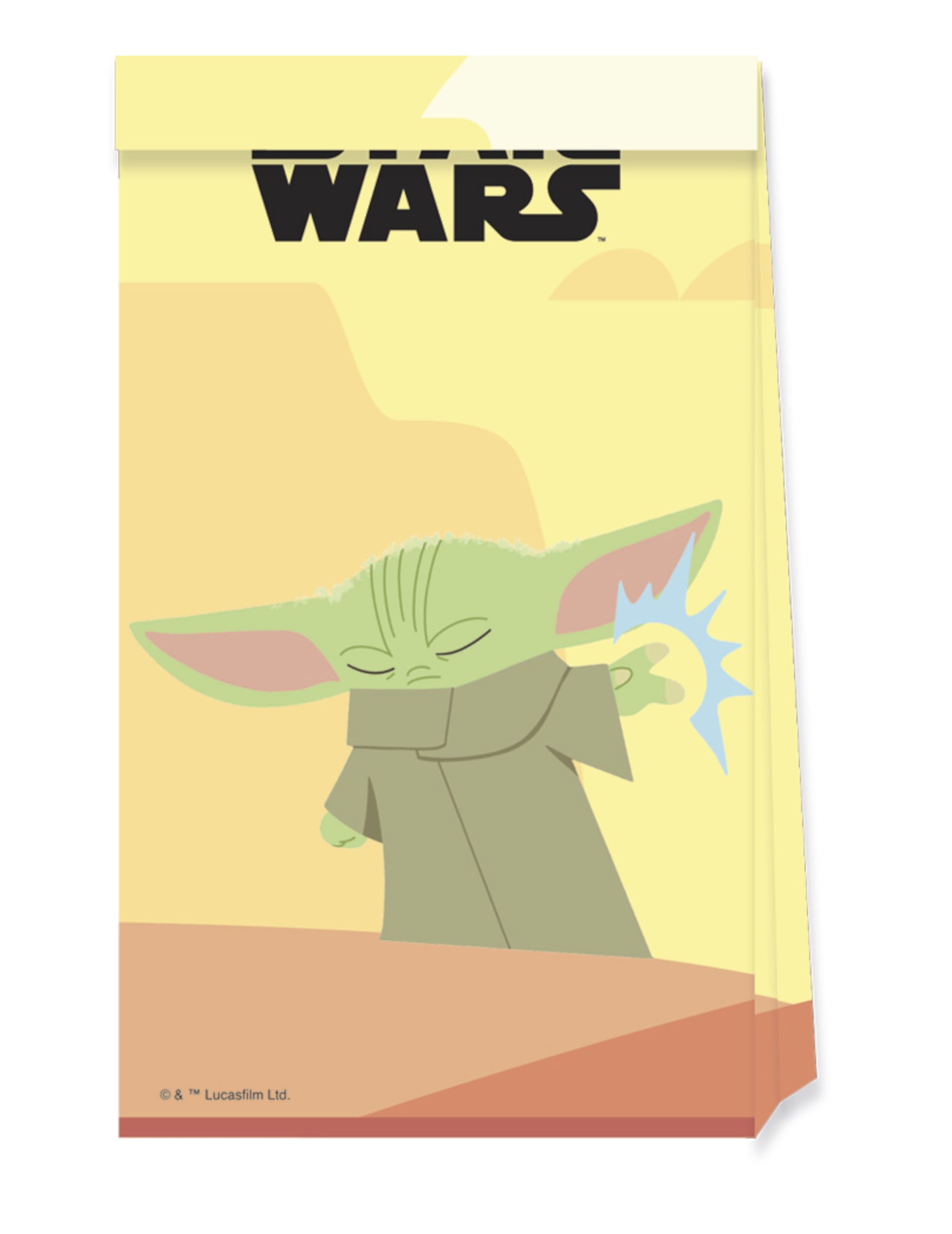 Sachets en papier bébé Yoda The Mandalorian pour enfant jaune et beige