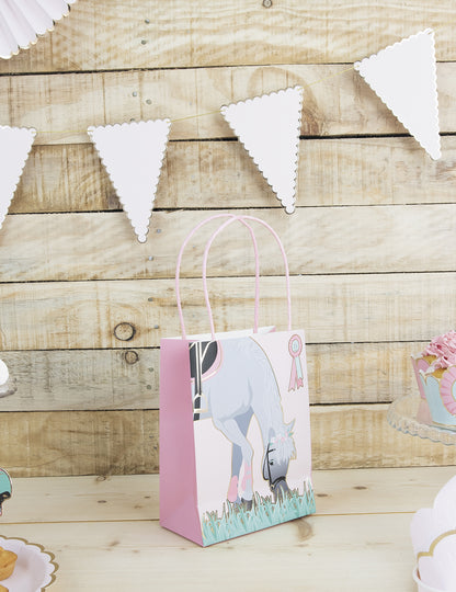 4 хартиени подаръчни торбички с дизайн на кон 20 cm с дръжки