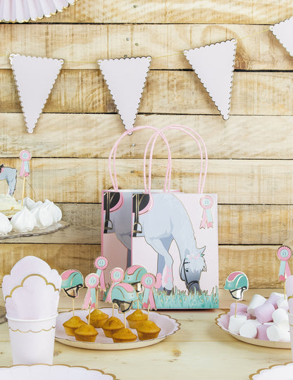 4 хартиени подаръчни торбички с дизайн на кон 20 cm с дръжки