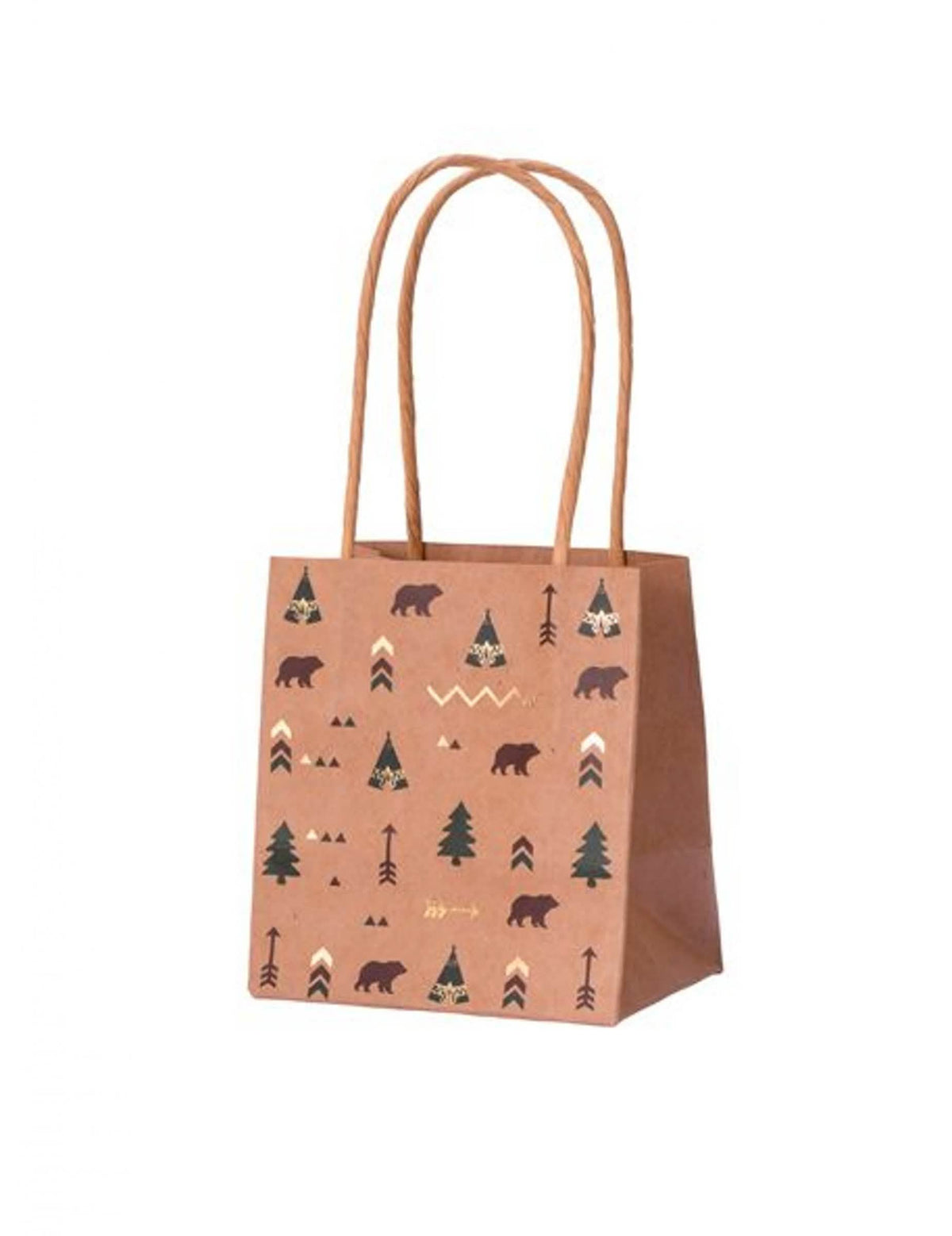 подаръчни торбички Indian forest тема tipi крафт зелен кафяв и позлата