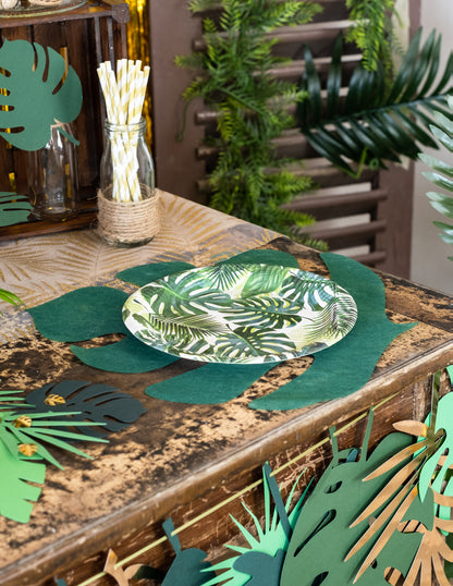4 sets de table feuille tropicale intissées vertes 40 x 35 cm décoration exotique