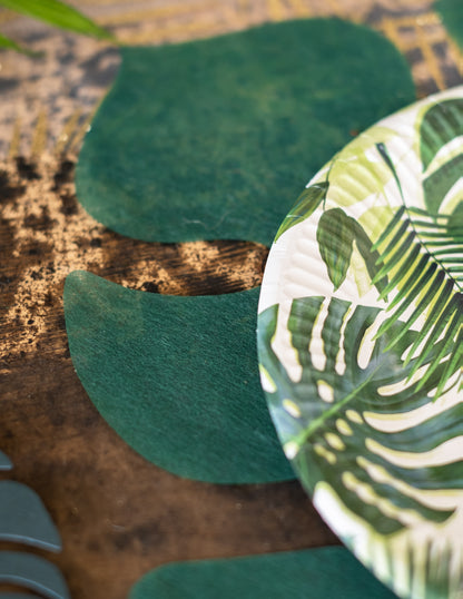 4 sets de table feuille tropicale intissées vertes 40 x 35 cm décoration exotique