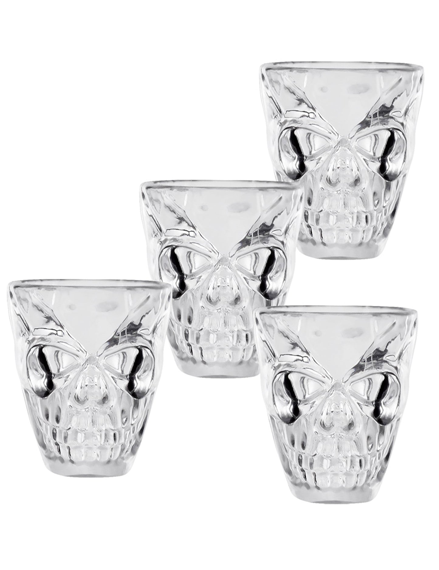 4 verres à shot tête de mort transparents