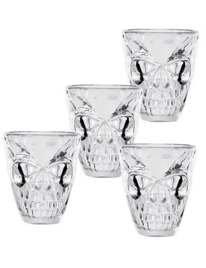4 verres à shot tête de mort transparents
