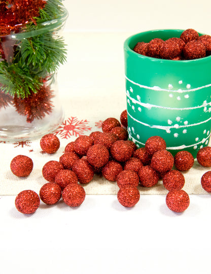 40 червени блестящи декоративни топки от пяна с диаметър 10 мм