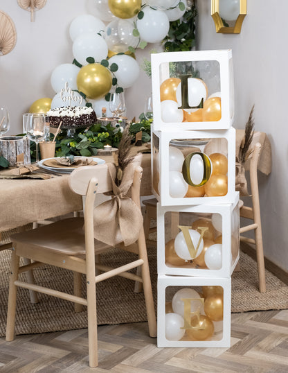 48 златни самозалепващи се букви 13.5 cm за кубчета балони