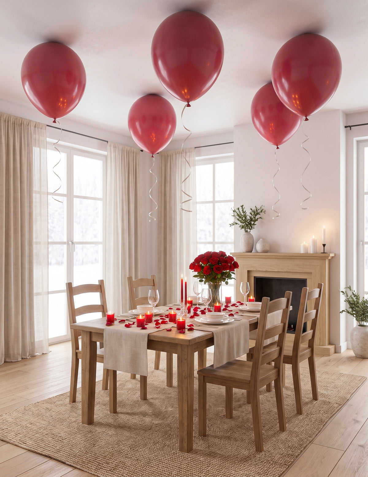5 Ballons géants en latex rouges 47 cm