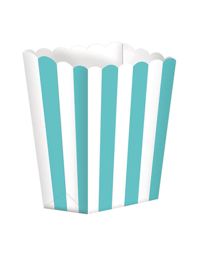 Boites à popcorn en carton rayées menthe et blanc pour fête