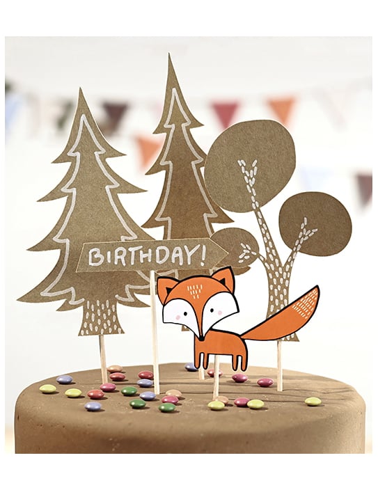 Mise en situation sur un gâteau des décorations pour gâteau Forêt