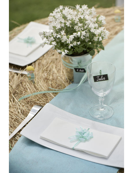 5 мини тюркоазени органзени панделки, 16 мм, за декорация