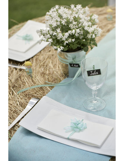 5 мини тюркоазени органзени панделки, 16 мм, за декорация