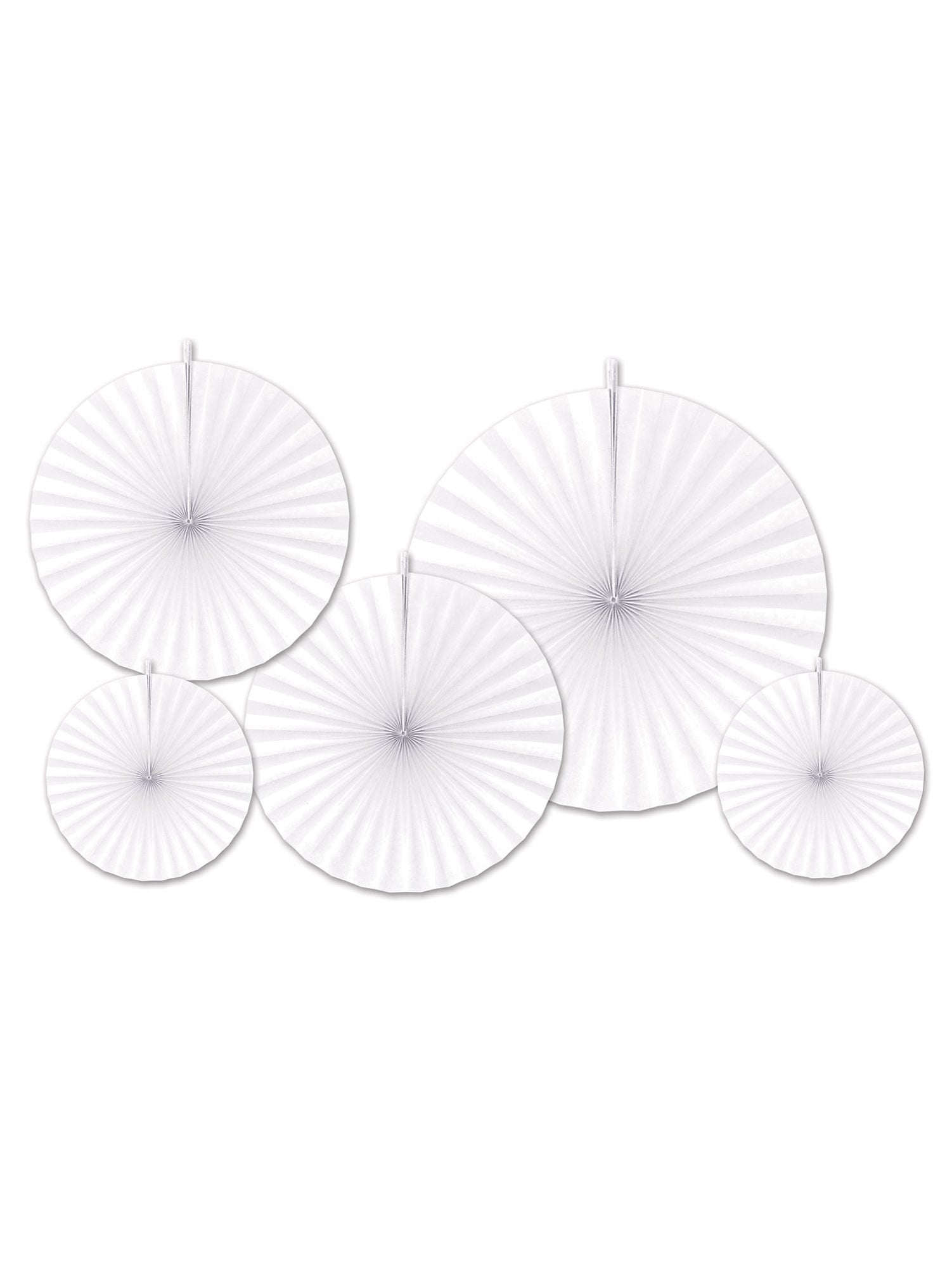 5 rosaces en papier pour décoration de fête blanches