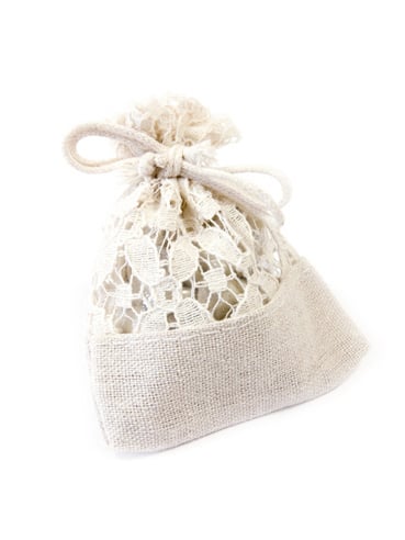 5 ленени торбички с дантела 8 x 10 cm за бонбони 