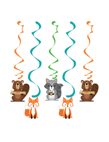 5 спираловидни висящи декорации с горски животни за рожден ден