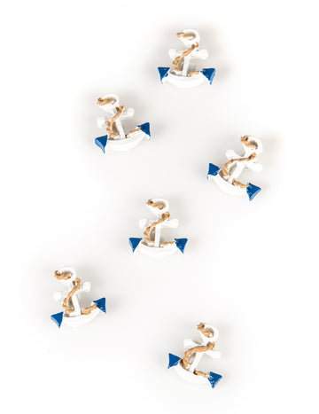 6 бели смолни анкера 3 x 2.8 cm морска тема