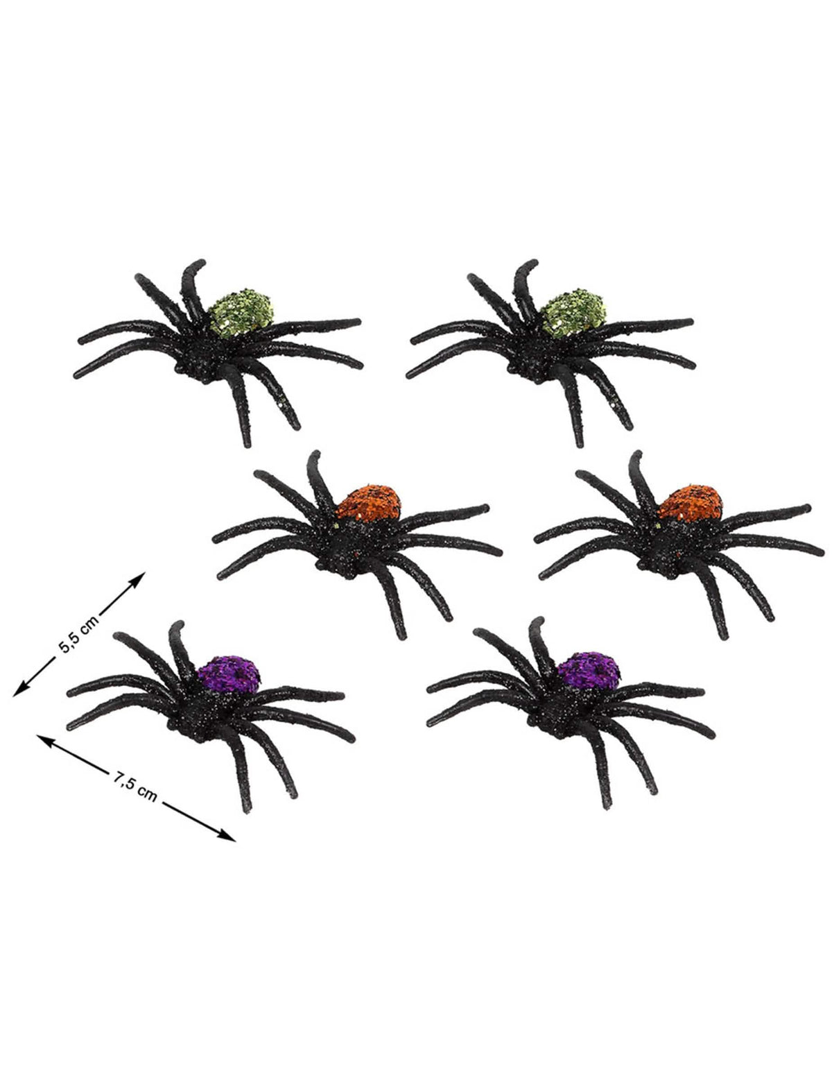 Детайли за размерите на блестящите паяци за halloween за декорация