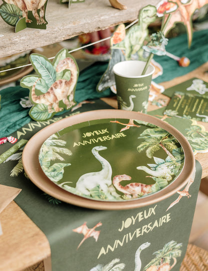 6 чинии с динозаври, честит рожден ден 23 cm картон