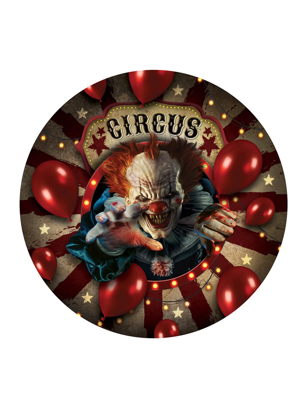 Assiettes en carton clown d'Halloween pour fête rouge et marron avec ballons