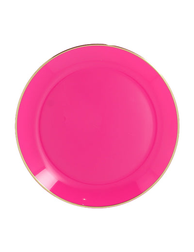 Assiettes réutilisables en plastique rose et or
