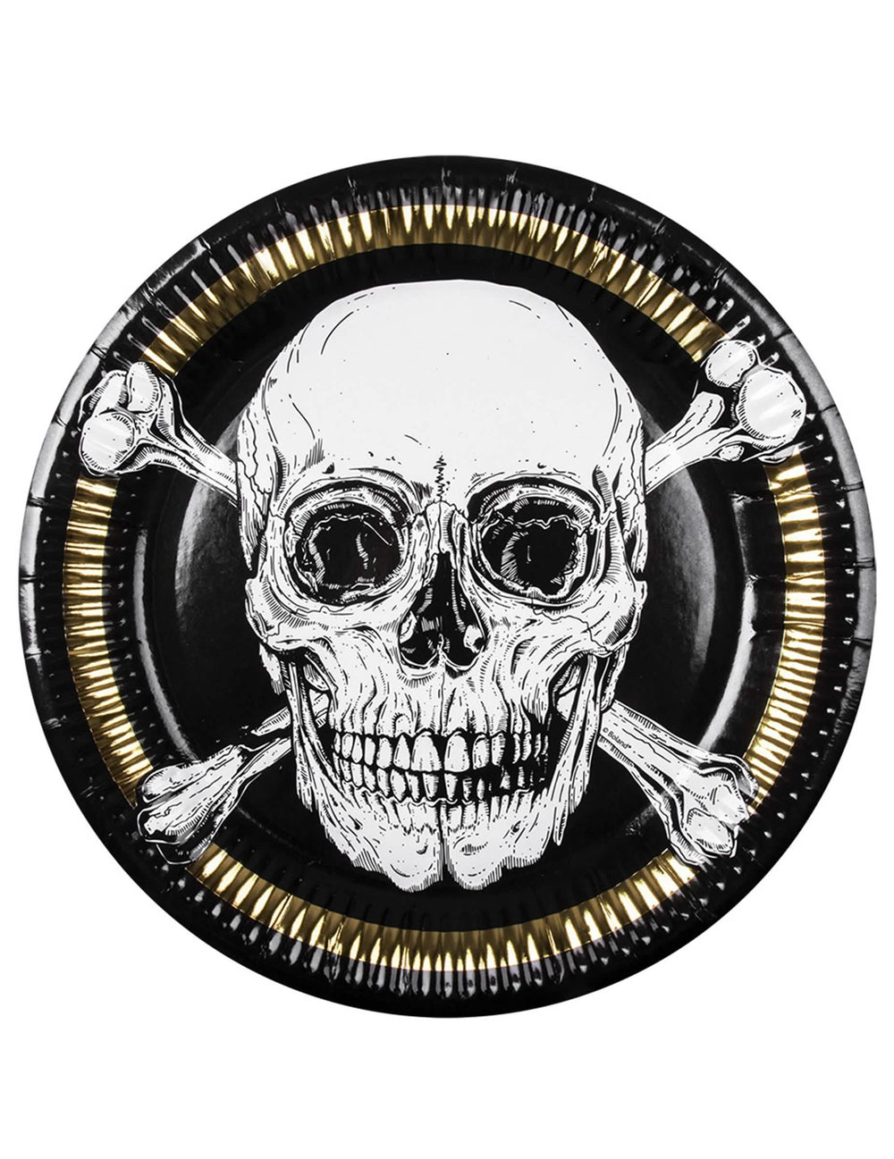 Картонени чинии Пират Jolly Roger черен бял и златен