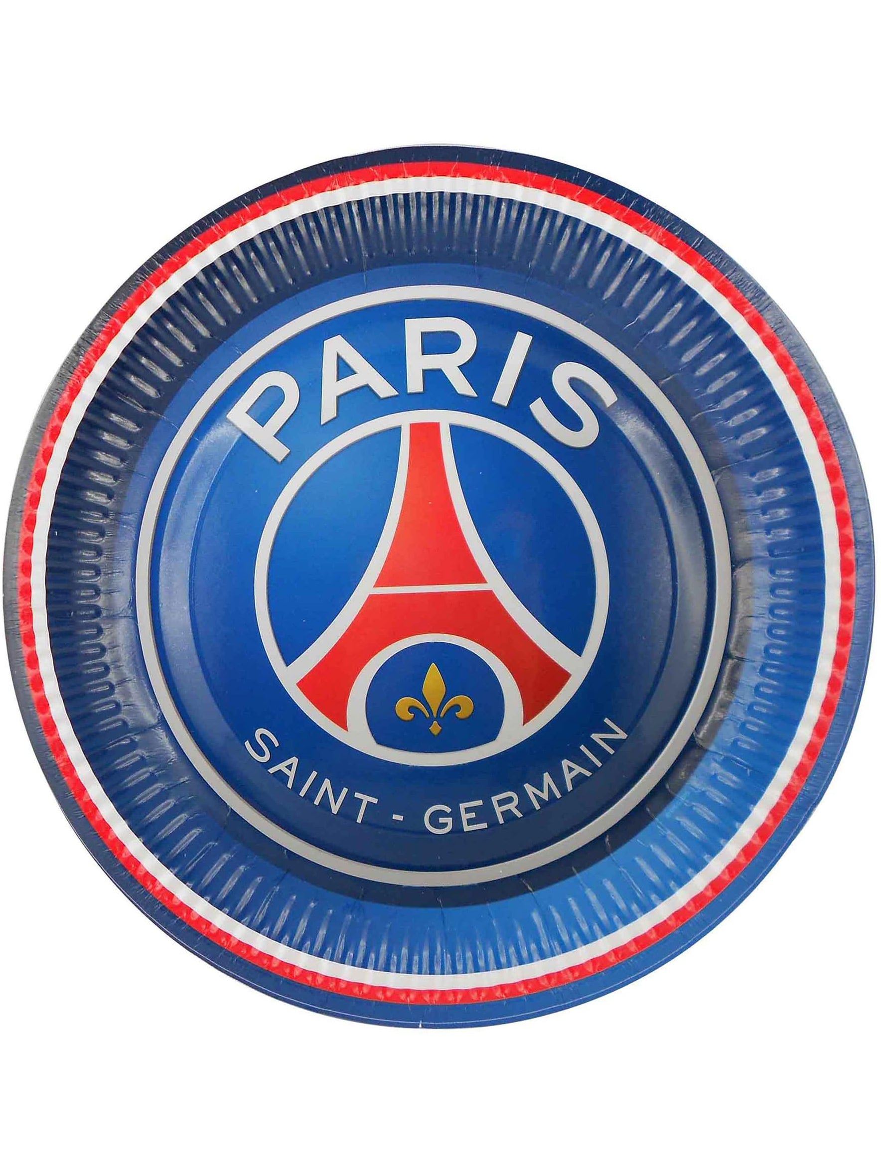 Assiettes PSG pour fête bleu et rouge avec logo officiel