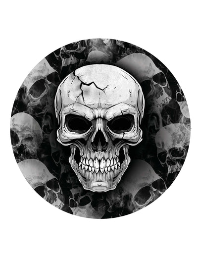 Assiettes tête de mort noir et blanc avec motif crâne fissuré