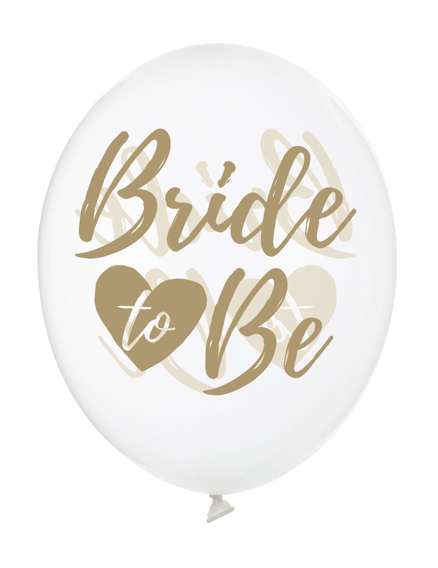 Gros plan sur l'inscription dorée des ballons transparents bride to be pour décoration evjf