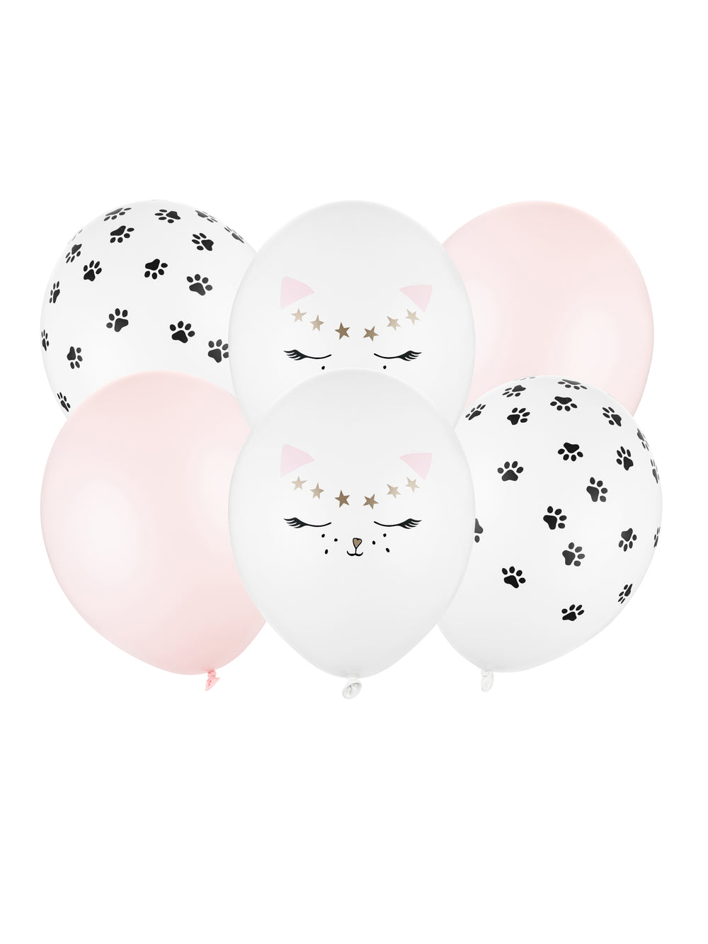 Ballons en latex chats pour décoration roses et blancs à motifs pastel