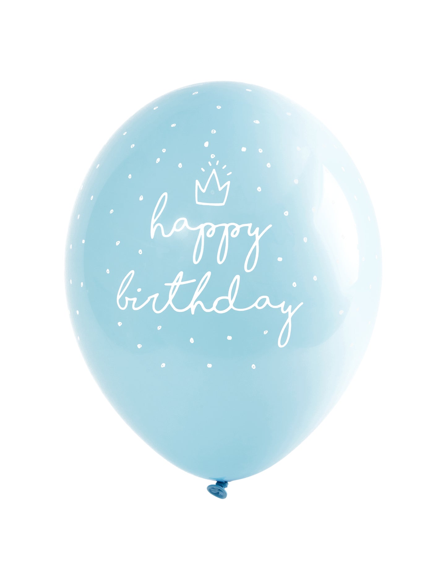 6 сини латексови балона с надпис "Честит рожден ден 30" cm с бели точки